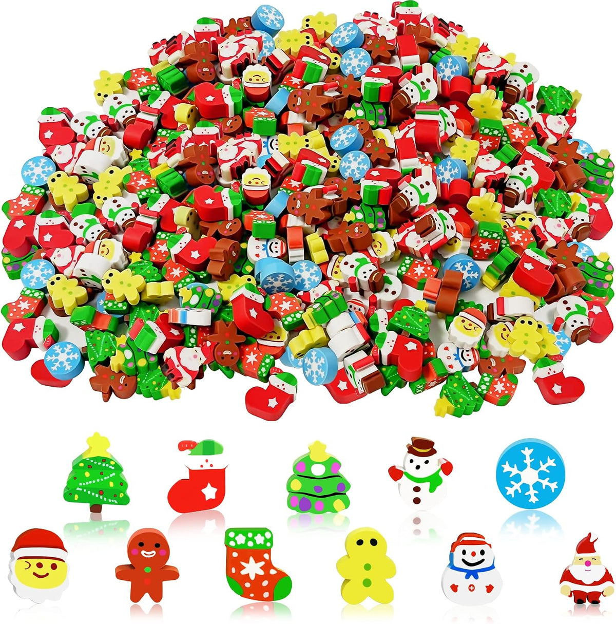 JUNEBRUSHS 150Pcs Fall Mini Erasers - Christmas Style