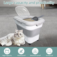Collapsible Cat Litter Storage Container with Rolling Casters - Gray - image 2