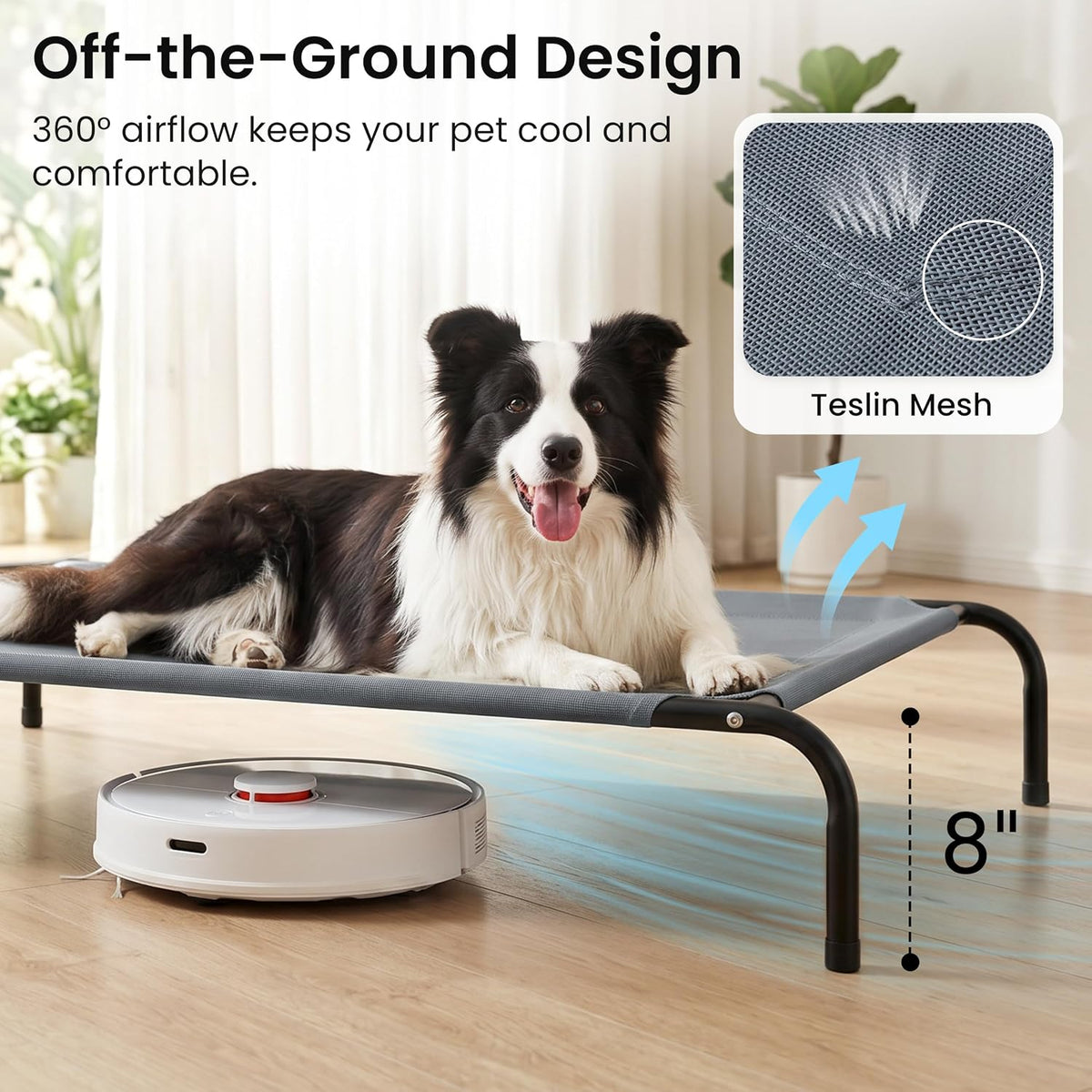 Love's cabin Elevated Cooling Dog Bed for Large Dogs - Grey / 48" X 35.5" X 8" - image 2