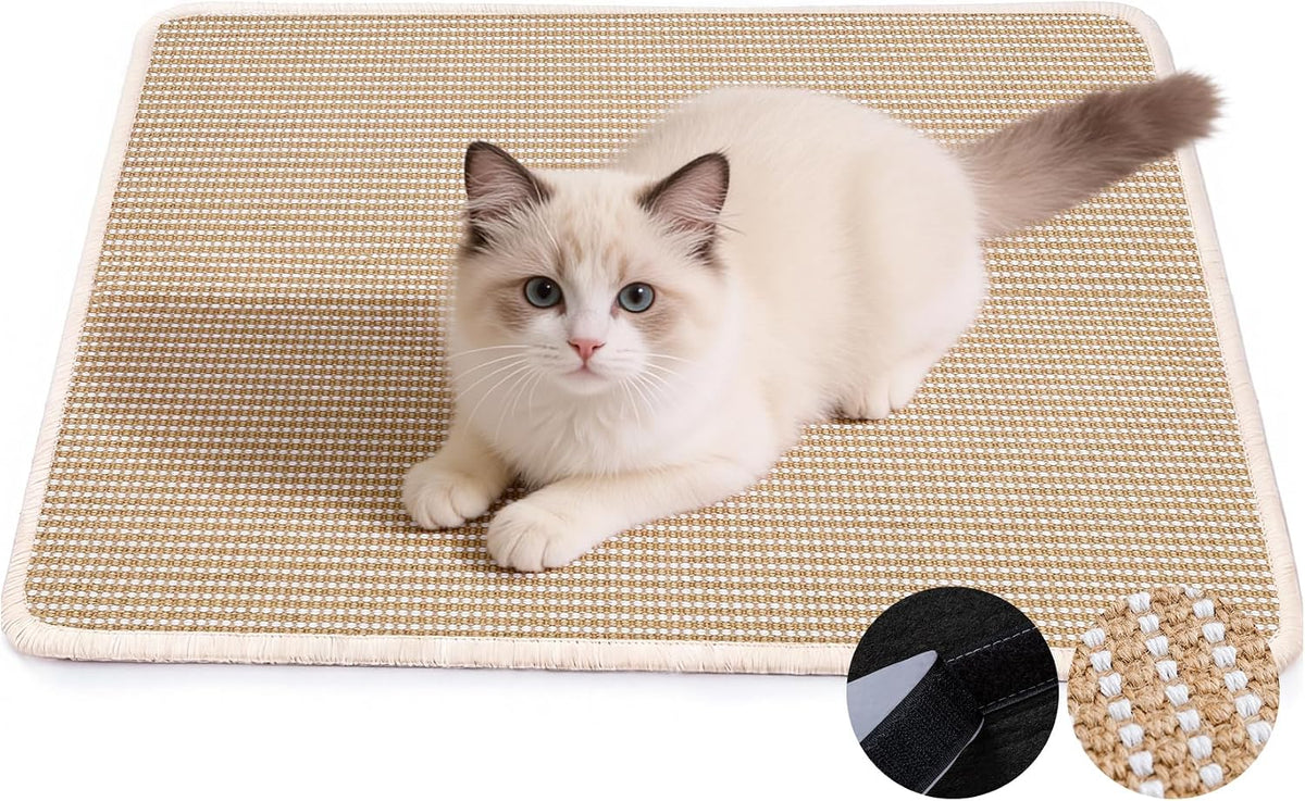 Cat Scratcher Mat, 23.6"x15.7" Natural Sisal Cat Scratch Pad – Essentials for Cats - Beige / 1 Pack-23.6"x15.7"