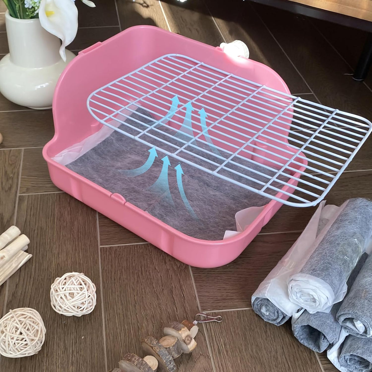 Rabbit Litter Box, Bunny Litter Box, Guinea Pig Potty Trained - Pink - image 4