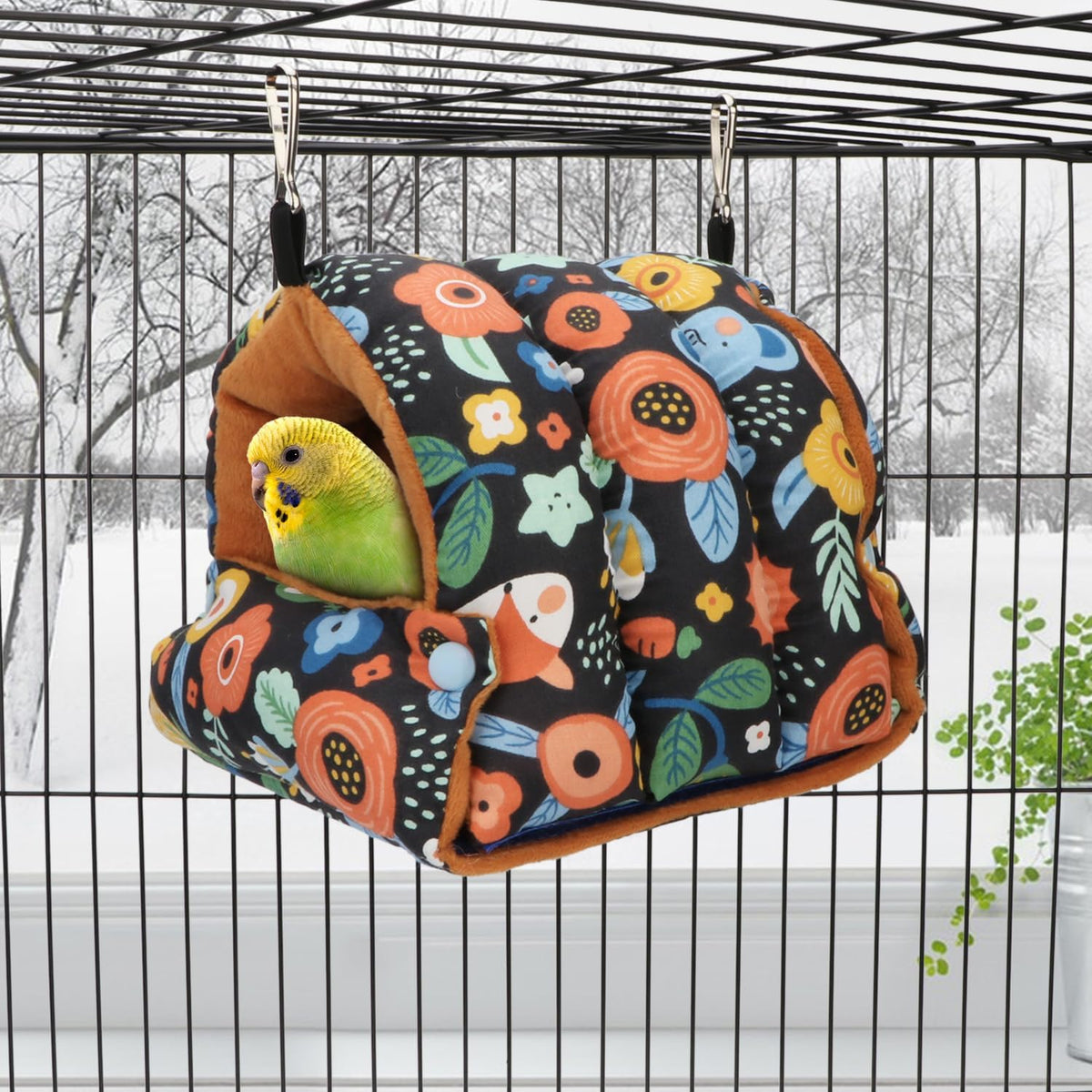 Wontee Bird Nest House Winter Warm Snuggle Hut Bird Bed Hanging - Small / Black - image 3
