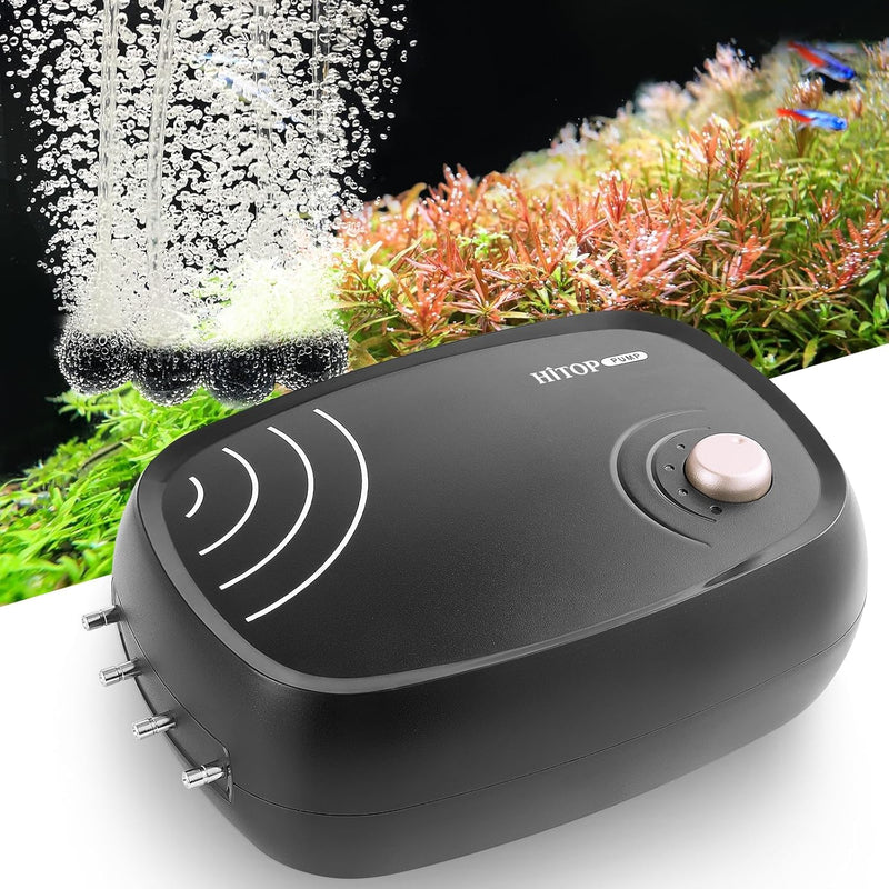 HITOP 10W Powerful Aquarium Air Pump: 4-Outlets 320GPH Air Pump