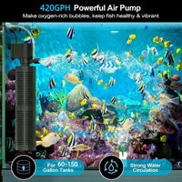 320GPH 4-In-1 Aquarium Filter 20-50 Gallons Quiet Fish Tank Filters – Essentials for Fish - 25W Filter - image 2
