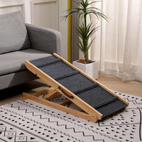 Foldable Wooden Dog Ramp Wooden Dog Ramp for Bed-5 Adjustable Heights – Essentials for Dogs - image 2