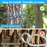 Tresbro Dog Tie Out Cable for Camping, 50ft/75ft/100ft Trolley System for Dogs up to 300lbs, Portable Lightweight Dog Runner Lead for Yard, Reflective Camping Leash for Courtyard, Park, Outside