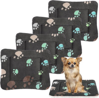 4 Pack Soft Pet Bed Mat Small Dog Crate Fleece – Essentials for Dogs - 23 x 18 Inches / Black