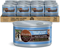 Dave's Pet Food Grain Free Wet Cat Food (Tuna & Salmon in Aspic), Naturally Healthy Canned, Added Vitamins & Minerals, Wheat & Gluten-Free, 3 oz (24 Pack)