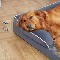 Orthopedic Dog Beds for Large Dogs, Waterproof Dogs Beds, Memory Foam Dog Couch Beds, Comfy Bolster Pet Beds with Removable Washable Cover, Nonskid Bottom (Large, Dark Grey)