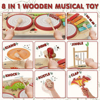 Lehoo Castle Toddler Drum Set Wooden - Dinosaur - image 2