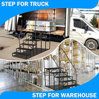 RV Stairs 6 Step Ladder, RV Steps Anti-Slip, Hot Tub Steps with Handrail, 660 lbs RV Ladder for 5th Wheel RV, Mobile Home Stairs(2handrails)