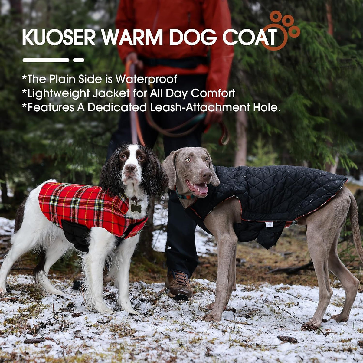 Kuoser waterproof reversible dog coat in vintage British-style plaid - view 4