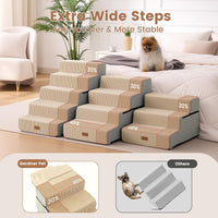 Gardner Pet Dog Stairs for Small Dogs 14" H - Beige / 3.0 / 18"x22"x14"Extra Wide - image 2