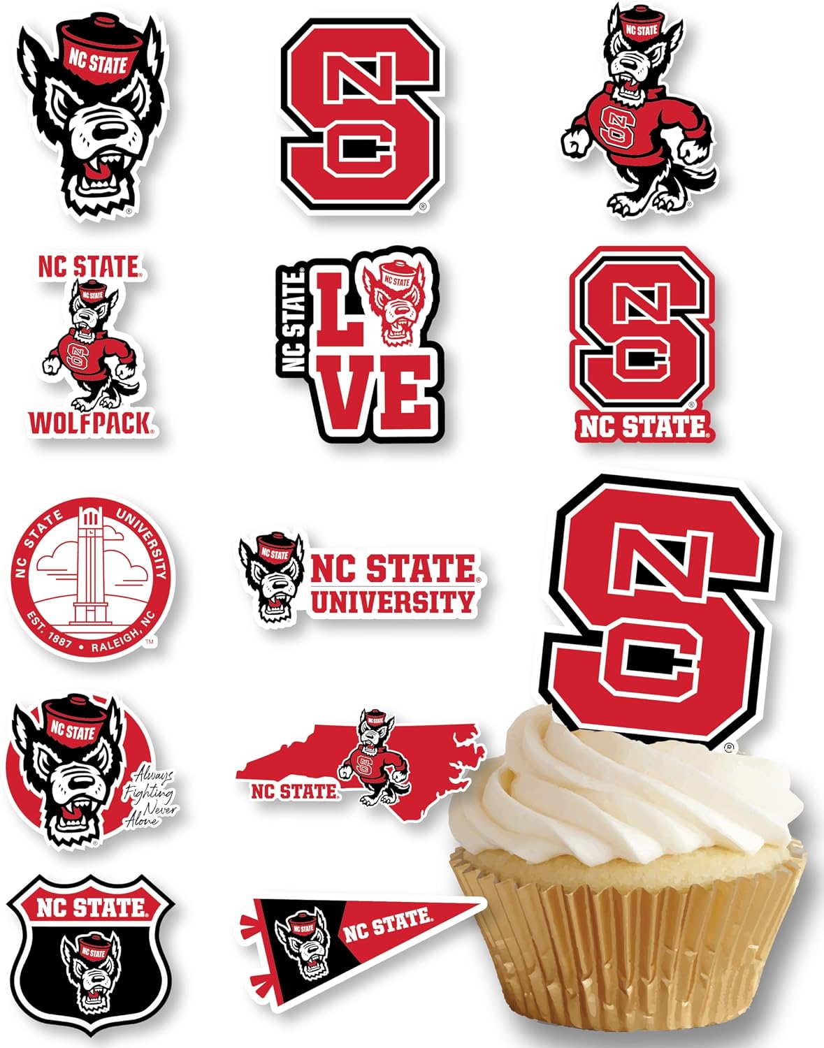 Ohio State Merch Cupcake Toppers & Decorations OSU Party Cake Decor - Nc State Wolfpack