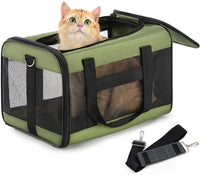 Conlun Cat Carrier Soft-Sided Pets Travel Carriers up to 15 Lbs - Green / 17.0"L x 11.0"W x 11.0"H