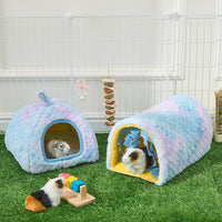 Avont 2-Pack Guinea Pig Tunnel & Hideout Bed Set – Daily Care for Small Pets - Blue - image 2