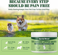 Special Breed Green Lipped Mussel Powder for Dogs & Cats - 100% New Zealand Green Lipped Mussels - Natural Hip & Joint Supplement for Joints, Tendons, Ligaments, Muscles - 200 Grams - 665 Servings