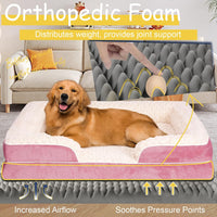 Orthopedic Dog Beds Medium Large Sized Dog, Dog Sofa Bed - Medium(28 * 23 * 6.5 In) / Pink - image 2