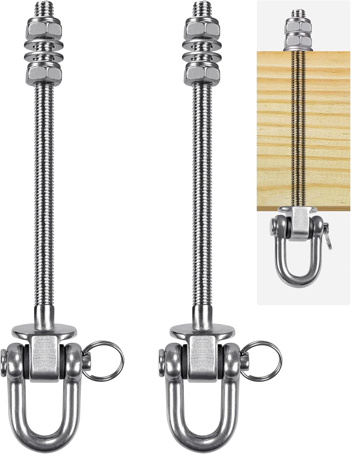 SELEWARE Heavy Duty Swing Hanger - D (9 Inch, 2 Pack Silver)