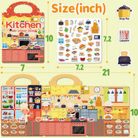 6 Sets Reusable Sticker Book for Toddlers 3-6 - Supermarket+Picnic+Kitchen - image 2