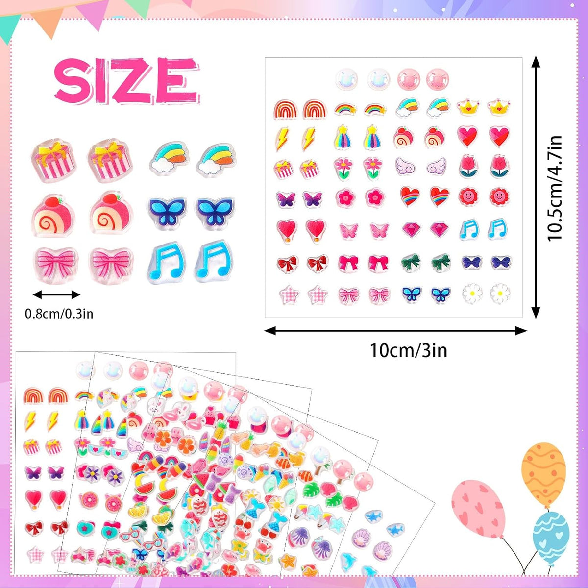 AUGSUN 240 Pcs Halloween Stick on Earrings for Little Girls – Fun for Kids & Family - Mixed styles - image 2