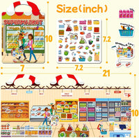 6 Sets Reusable Sticker Book for Toddlers 3-6 - Beach+Supermarket+Party - image 4