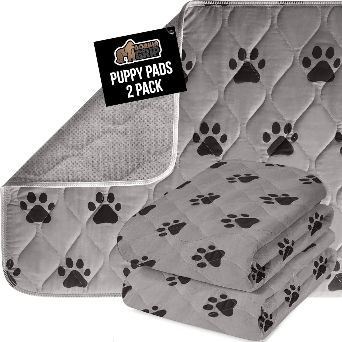 GORILLA GRIP Washable Puppy Pads, Slip Resistant Dog Crate Mat - 16" X 22" - 2 Pack