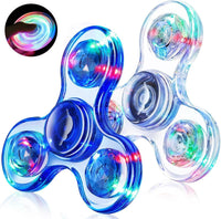 Fidget Spinner 2 Pack, Light up Sensory Fidget Toys Adults Kids 4-8-12, Kids - White&blue