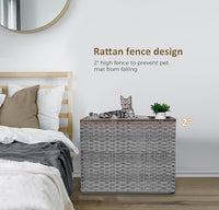 Cat Litter Box Enclosure with Litter Trapping Mat; Handwoven Plastic Rattan Cat House; No Installation Hidden Cat Washroom; Pet Crate for Balcony,Bedroom,Living Room