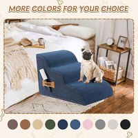 Romrol Dog Stairs Ramp for Beds Couches, Extra Wide Pet Steps with Durable Non-Slip Waterproof Fabric Cover, Dog Slope Stairs for Small Dogs and Cats or Pets Friendly, 3-Tiers, 13 Inch,Dusty Blue