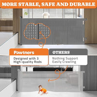 Upgrade 71" Retractable Baby Gates with Reinforced Strips, 41" Tall Retractable Gate Indoor for Baby and Pet, Outdoor Dog Gates for Stairs, Doorways, Hallways-Grey