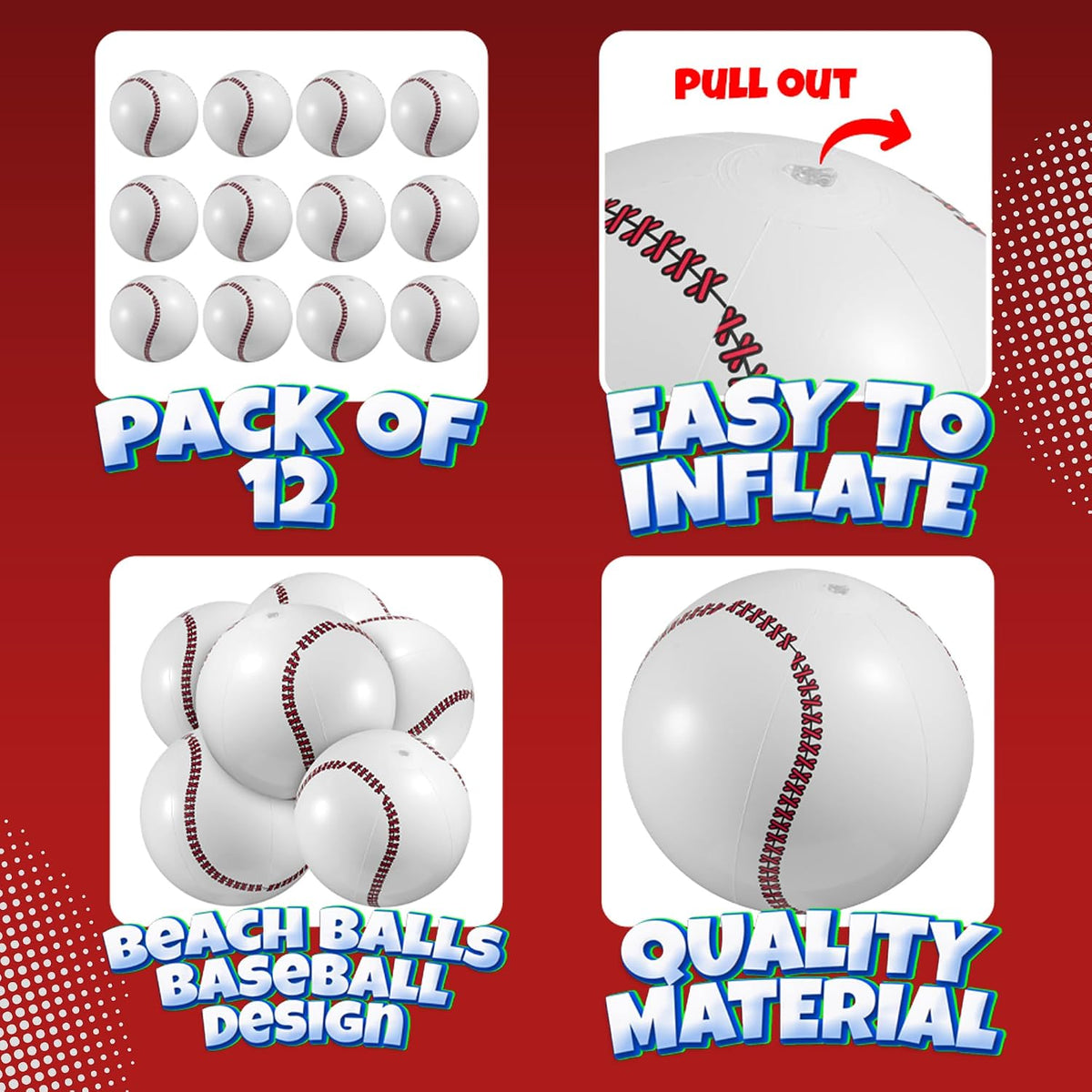 12-Pack Inflatable Soccer Balls 16-inch - Baseballs / 12 - image 2