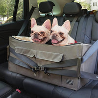 Petsfit Dog Booster Seat for 2 Small Dogs or Medium Dog up to 55 lbs, Large Dog Car Seat with 2 Big Pockets for Cars, Trucks and SUVs (Large, Brown)