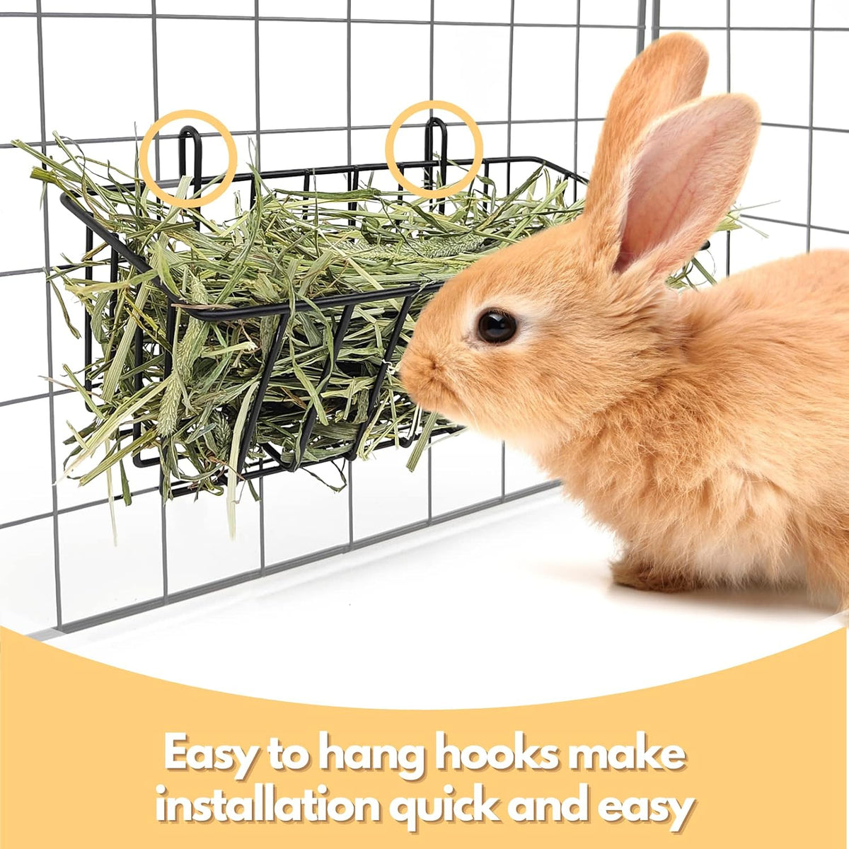 Rabbit Hay Feeder - 2Pcs Metal Hay Holder for Bunny & Guinea Pig – Essentials for Small Pets - image 4
