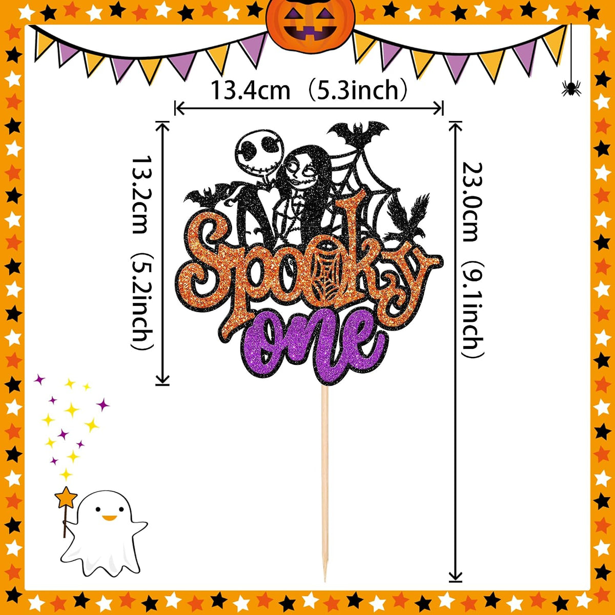 24 PCS Halloween Bat Cupcake Toppers Black Glitter Bat Cupcake Picks - Pattern C4-orange - image 2