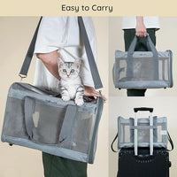 BELLA & PAL Cat Carrier Travel Bag, Airline Approved Lightweight Cat Carrier, Soft Sided Pet Carrier for Puppy Dogs Up to 18lbs, Collapsible Kitten Bag with Removable Waterproof Mat, Ventilated Mesh