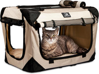 Cat & Dog Pet Carrier, Fits 2 Cats or Medium Dog Comfortably - Tan / Medium