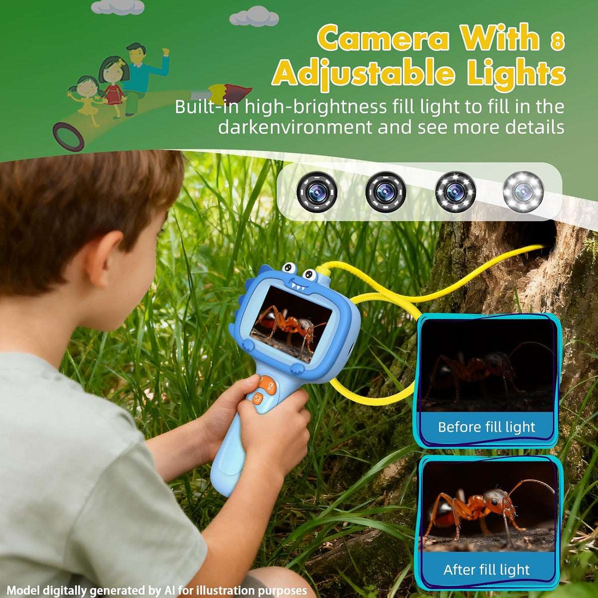 Kids Borescope Camera Toy with Lights for Boys and Girls Ages 3-12 – Fun for Kids & Family - Blue - image 2