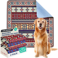 Washable Pee Pads, Super Absorbent Puppy Pads - Red Medallion / 48"*48"(Pack of 2)