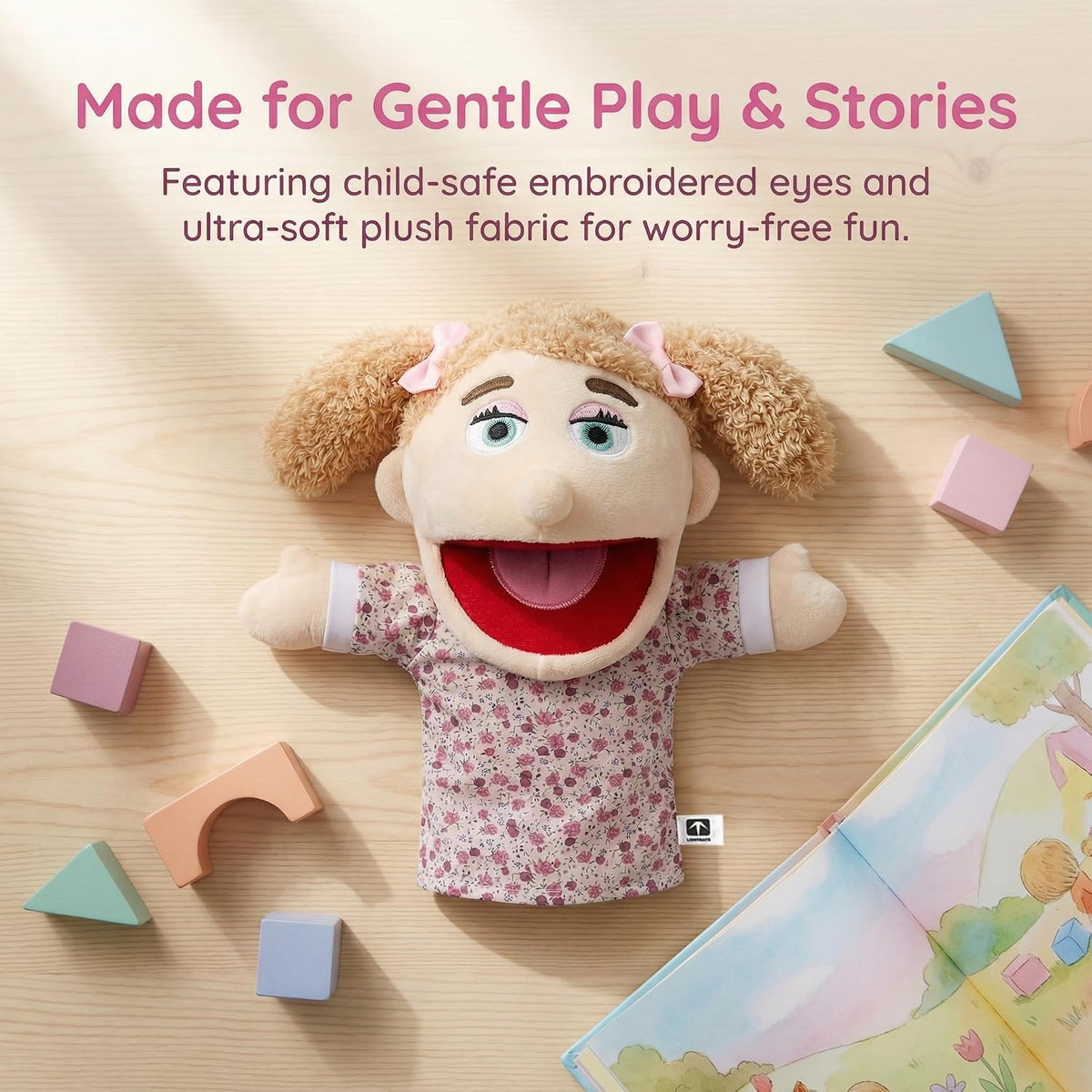 Family Hand Puppets for Kids, Includes Grandpa, Grandma, Dad - Style1 - Daughter - image 2