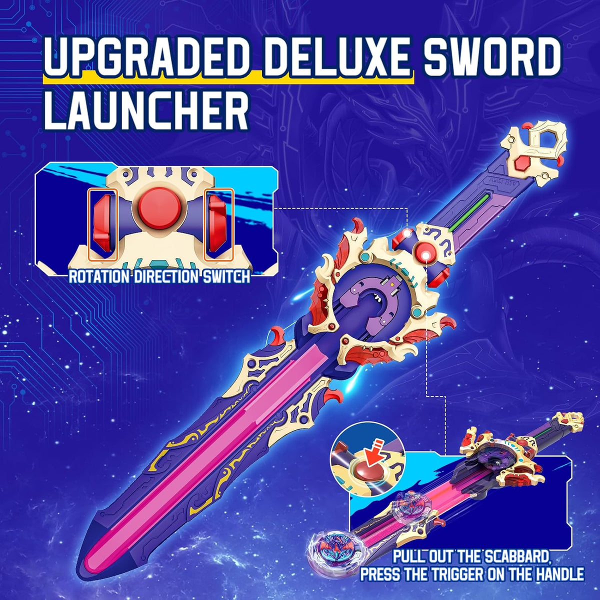 Infinity Nado sword launcher spinning top, Gale Wings metal battle top with sword-shaped launcher - view 12