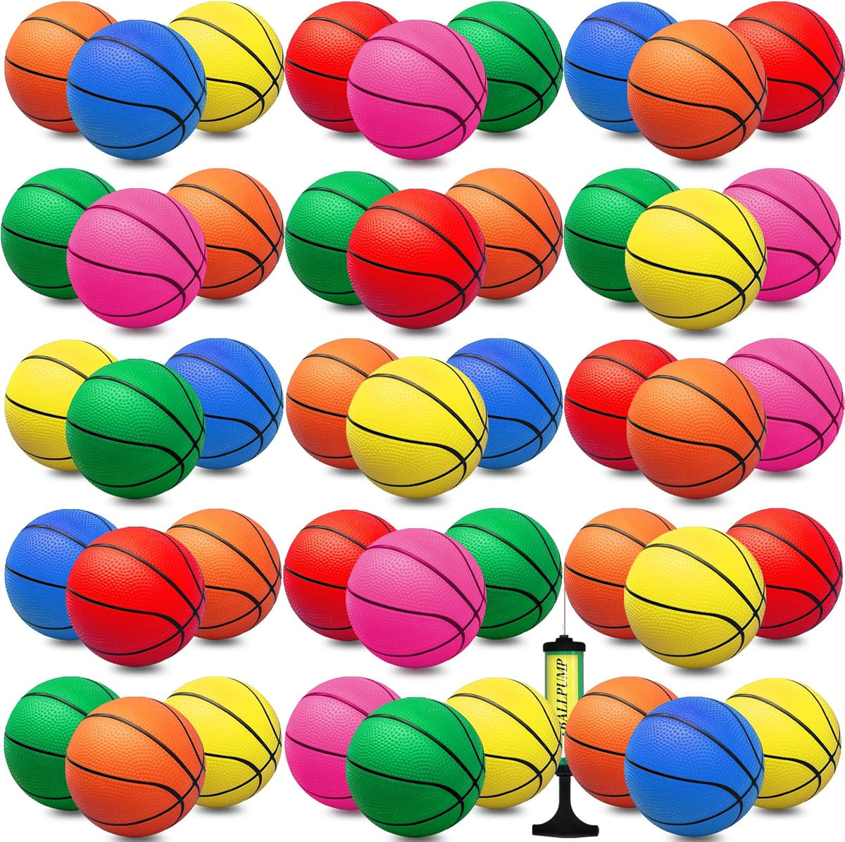 Oleitodh mini basketball set of 40 inflatable 6 inch PVC balls in mixed colors with hand pump