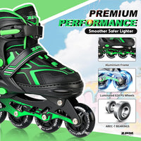 2PM SPORTS Adjustable Inline Skates for Kids, Youth and Adults – Fun for Kids & Family - A Green / Large - Youth (4.5-8 US) - image 4