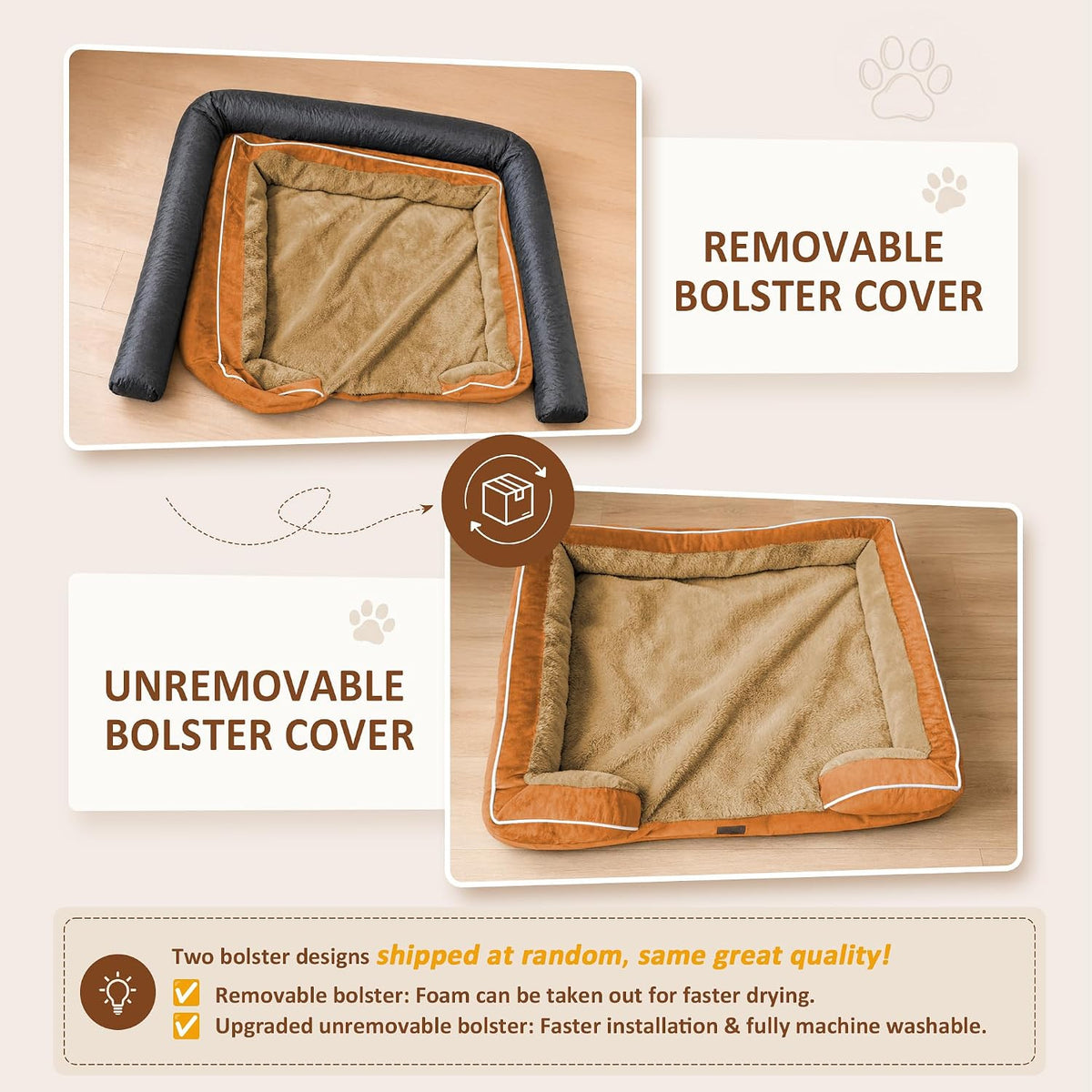 Comfort Expression Waterproof Orthopedic Dog Bed for Extra Large Dogs – Essentials for Dogs - 30.0"L x 20.0"W x 7.0"Th / Orange - image 3