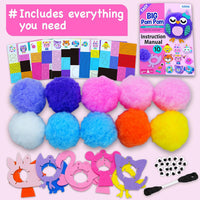 EZCRA pom pom craft kit with unicorn and animal pom poms, charms and felt stickers - view 4