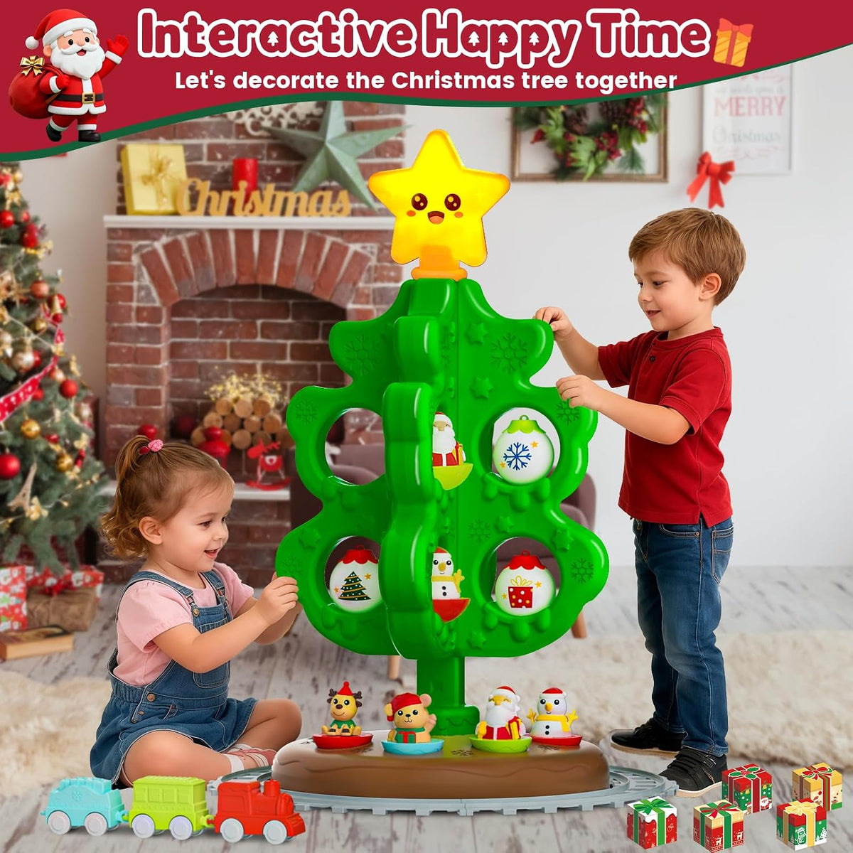 Handwell my first Christmas tree for toddlers with roly poly toys, trains and tracks - view 6