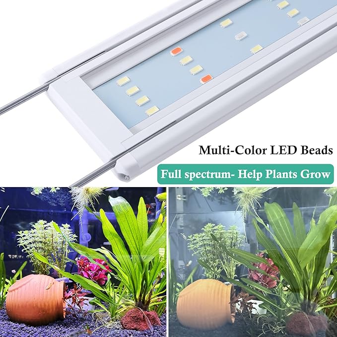 HITOP Full Spectrum LED Aquarium Light – 32-40" Classic Fish Tank Light with Timer, Aquarium Plant Light with Stable Extendable Brackets (32-40in)