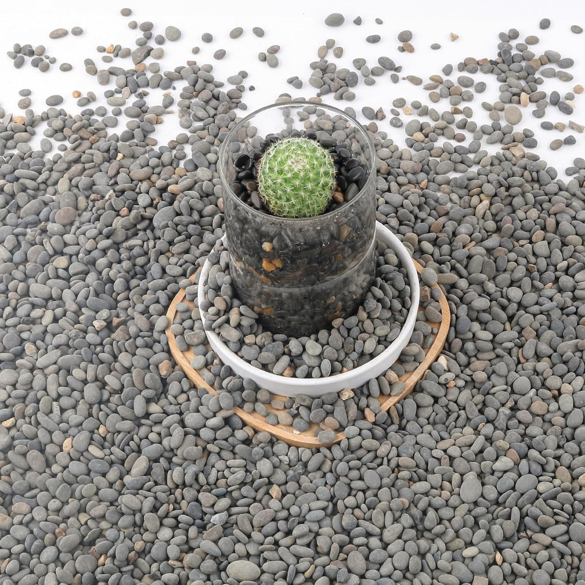 CJGQ Decorative River Rocks Pebbles for Succulents - 7lb / Black-Small