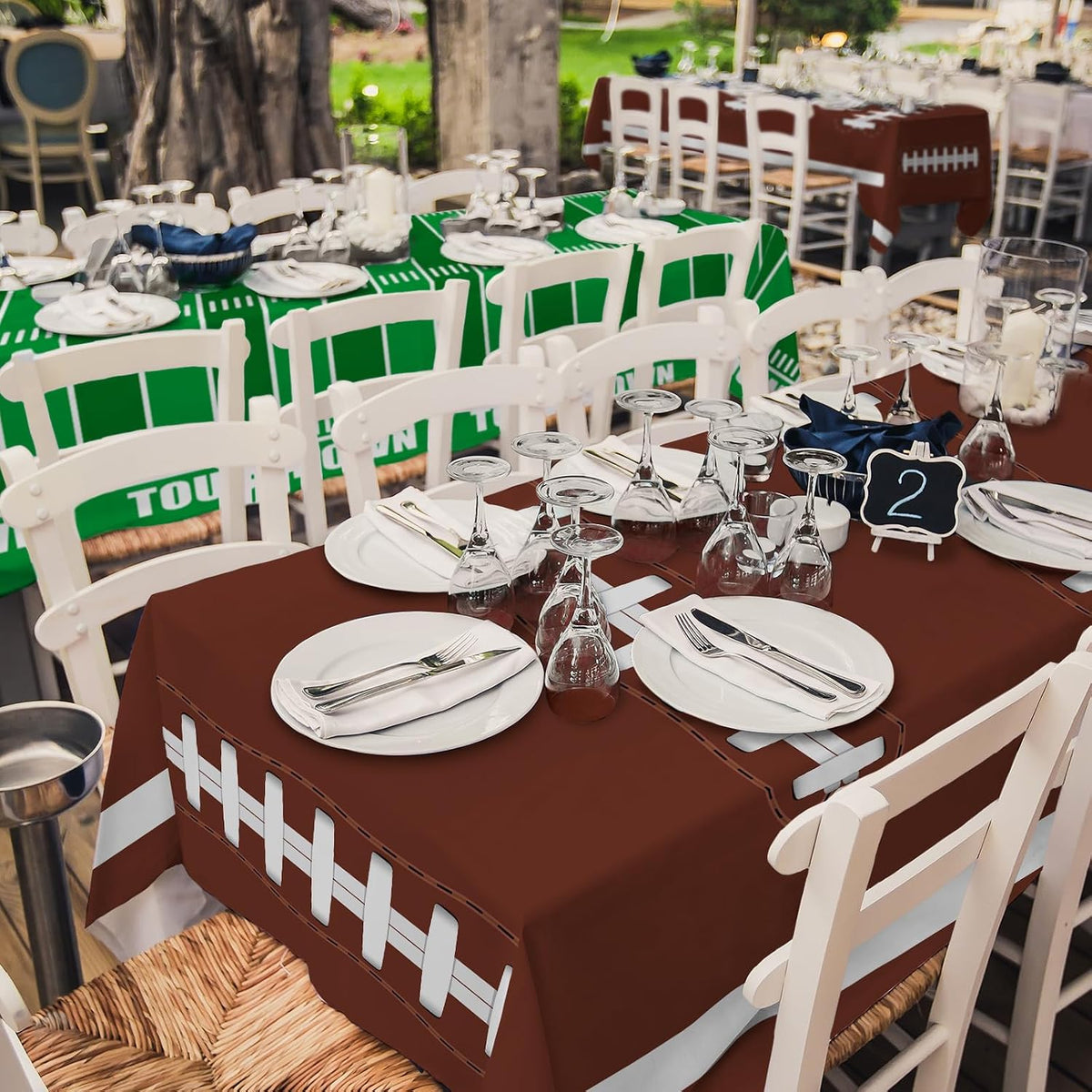 Gatherfun Football Party Decorations Disposable Tablecloth Plastic - football 2 - image 3