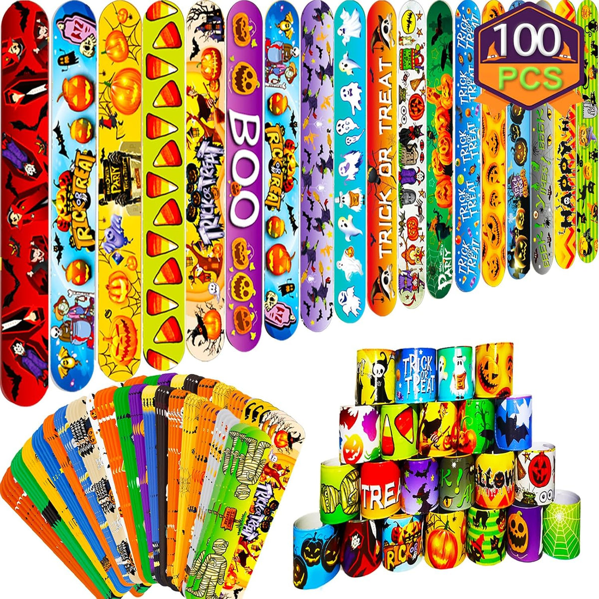 Halloween Slap Bracelets for Kids - 100d